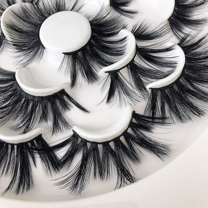 Mikiwi 25mm Faux Mink Lashes, 6D lashes, Faux Mink Eyelashes, Dramatic Lashes, 7 Pairs Fluffy Mink Lashes, 25 mm Lashes for Halloween Party