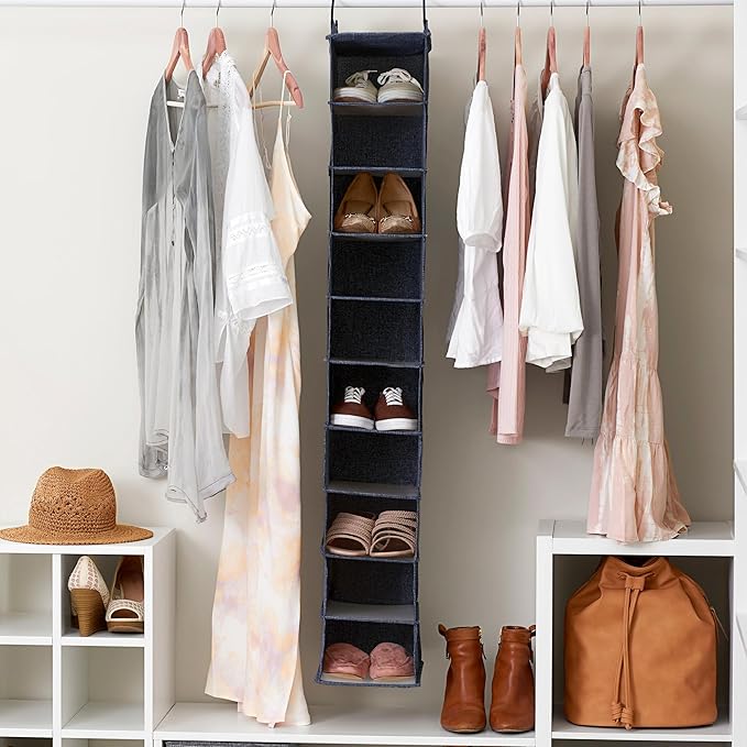 Household Essentials Hanging Narrow Cotton Blend and Plastic Closet Organizer