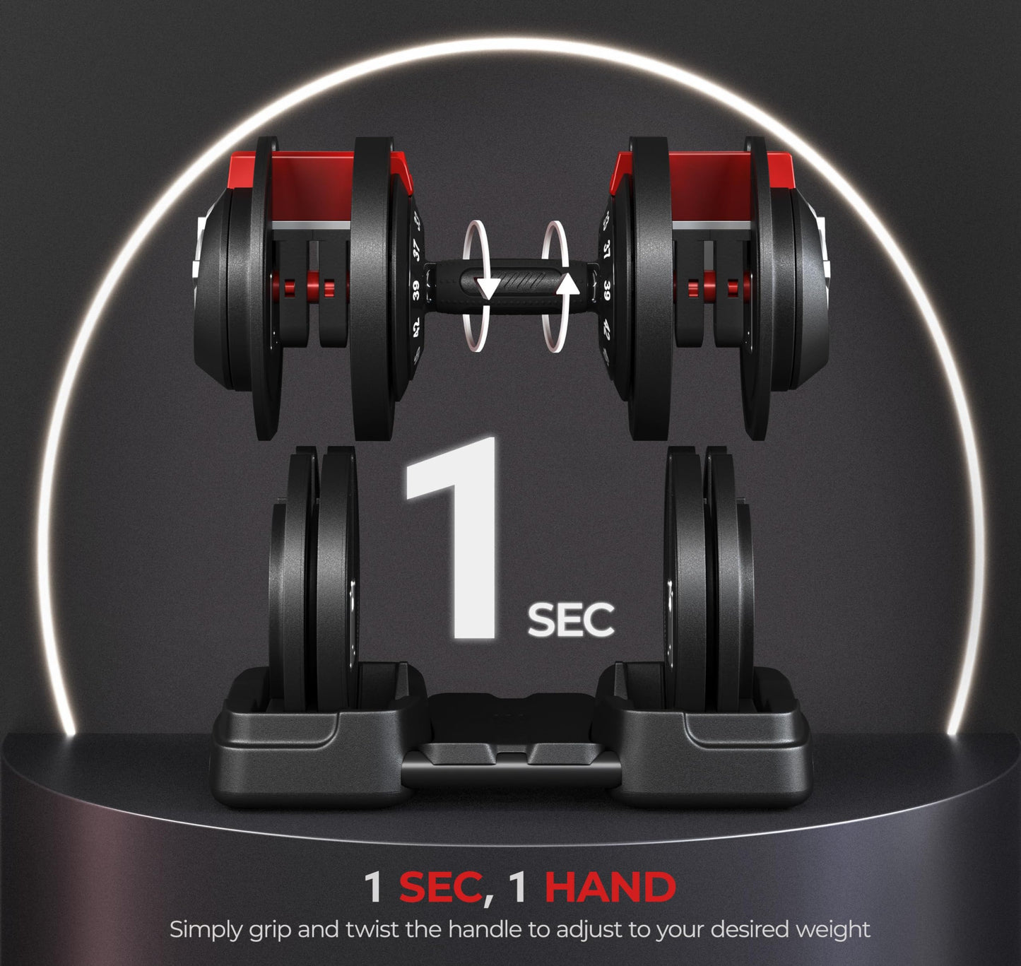 Yaheetech Adjustable Dumbbell Set 28/40/52.5/90LBS Adjustable Dumbbells Fast Adjust Dumbbell Weight Set with Anti-Slip Handle and Tray for Men/Women Home Gym Strength Training Equipment Single/Pair