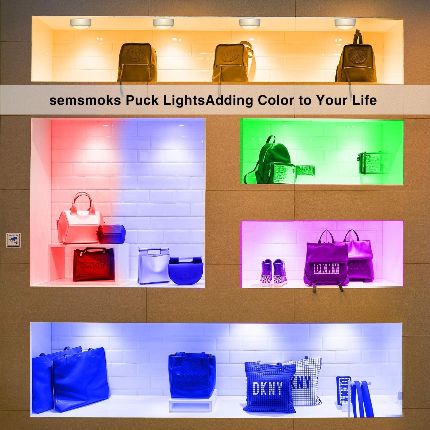 SEMSMOKS LED Puck Lights with Remote, Battery Operated -6 Pack