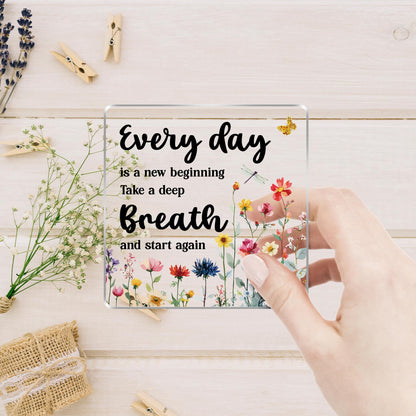Inspirational Office Desk Decor Gifts for Women, Every day is a New Beginning Motivational Decoration for Home