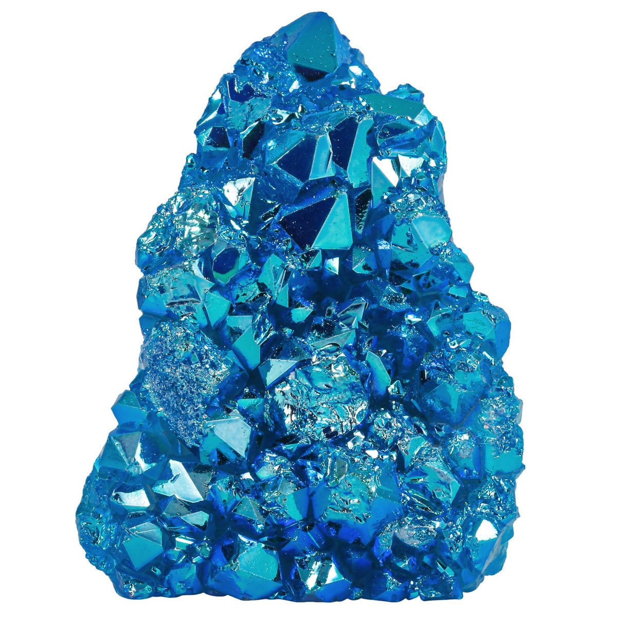 TUMBEELLUWA Natural Crystal Cluster Geode Stone Specimen for Home Decor, Titanium Coated Blue AB Crystal Cluster for Reiki Healing