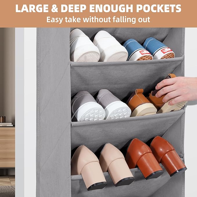 STORAGE MANIAC Over the Door Shoe Organizer Heavy-Duty Large Deep Pocket