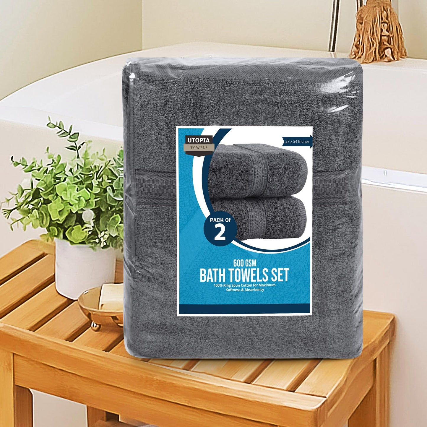 Utopia Towels - 4 Piece Bath Towels Set (69 x 137 CM) - Premium 100% Ring Spun Cotton - Quick Dry, Highly Absorbent, Soft Feel Towels, Perfect for Daily Use (Grey)