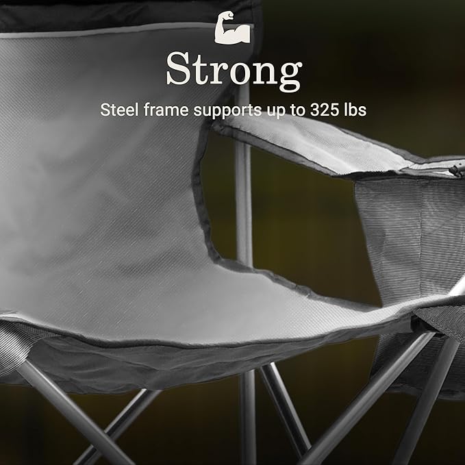 Coleman Portable Camping Chair with 4-Can Cooler, Cushioned Seat & Back with Side Pockets & Cup Holder, Carry Bag Included, Great for Camping, Tailgating, Firepits, Patio, & More