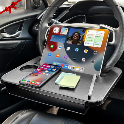 Qlhshop 2-in-1 Steering Wheel Desk - Steering Wheel Tray Table with Seat Gap Filler Organizer | Car Food Tray for Driver | Car Desk for Laptop & Eating - Work Road Trip Essentials Accessories