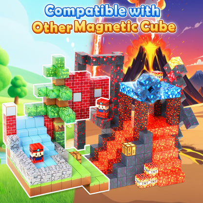 COOLJOYA Magnetic Blocks, 108PCS Magnetic Building Blocks for Kids Boys Girls Aged 3 4 5 6 7 8 Years Old, Montessori STEM Toys for Toddlers Kids, Stacking Construction Toys Sword Lava