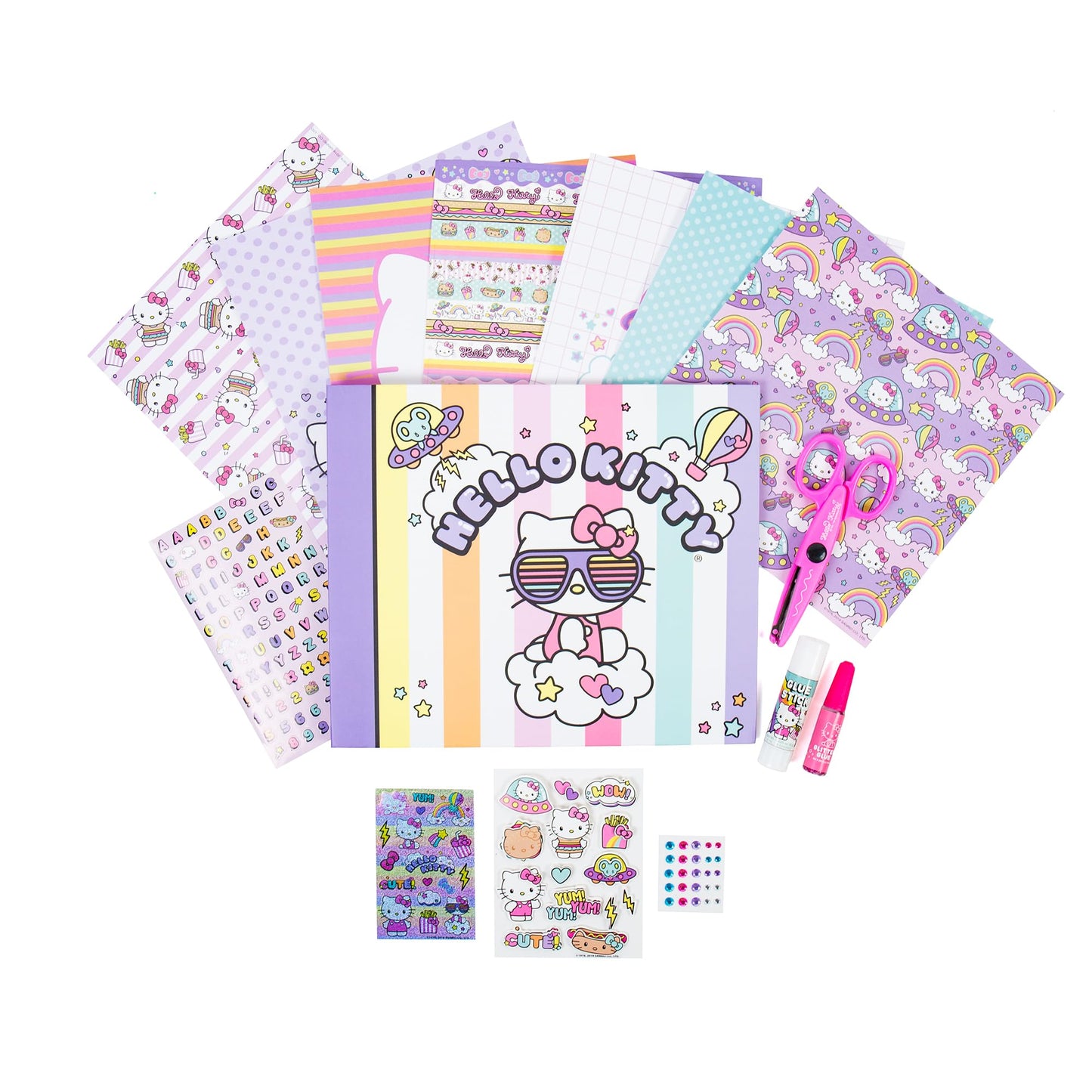Hello Kitty All-in-One DIY , Design Your Own Scrapbook with Over 250 Essentials, Great Hello Kitty Toys for Weekend Activity, Photo & Keepsake Album for Kids Ages 5, 6, 7, 8, 9, Small, Multicolor