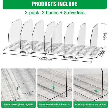 DGFCK Bag & Purse Organizer for Closet, 2 Sets Adjustable Clear Handbag Storage Shelf, Plastic Clutch Dividers for Closet Organizers and Storage-Keep Purses upright (2 Sets)