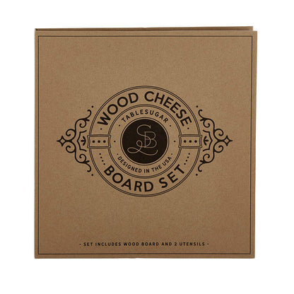 Santa Barbara Design Studio Gift Set Kitchen Essentials TableSugar Kraft Cardboard Book Gift Box, 3-Pieces, Wood Cheese Board Kit