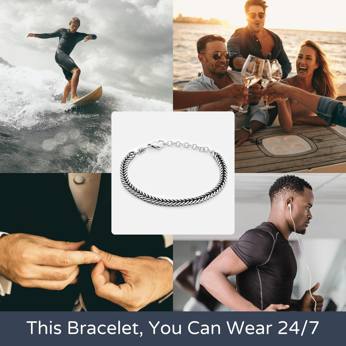Galis Chain Bracelets For Men - Premium Stainless Steel Mens Bracelet, Silver Plated Non Tarnish Bracelet - This Snake Chain, Stylish Gifts For Him 7"