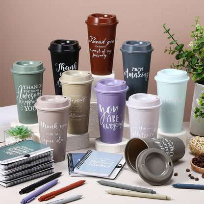 Teenyyou 60 Pcs Employee Appreciation Gift Set, 16oz Tumbler with Lid Notebook Pen Bulk Thank You Gift Holiday Party Favor for Teachers Office Coworker Teacher Staff Team (Dark Color,Classic Style)