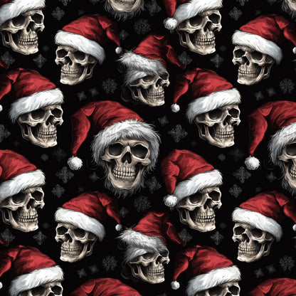 RUSPEPA Christmas Skull Wrapping Paper Roll, Mini Roll, Gothic Santa Skull with Red Hat and Snowflakes, Dark Holiday Gift Wrap for Alternative, Punk Party, 17 Inches x 16.4 Feet