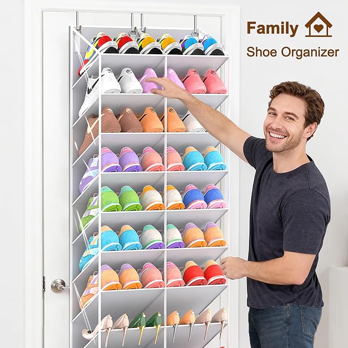 20-30 Pairs Over the Door Shoe Organizer, 10-Tier Door Shoes Rack, Handing