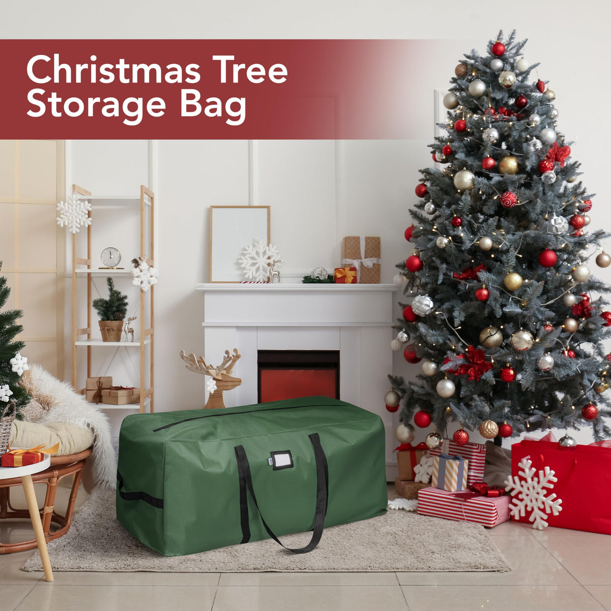 Holiday Cheer Christmas Storage Bag Heavy Duty Fits Up to 9ft Tall Artificial Tree, Waterproof with Durable Handles & Zipper Xmas Tree Storage Bag (Green)