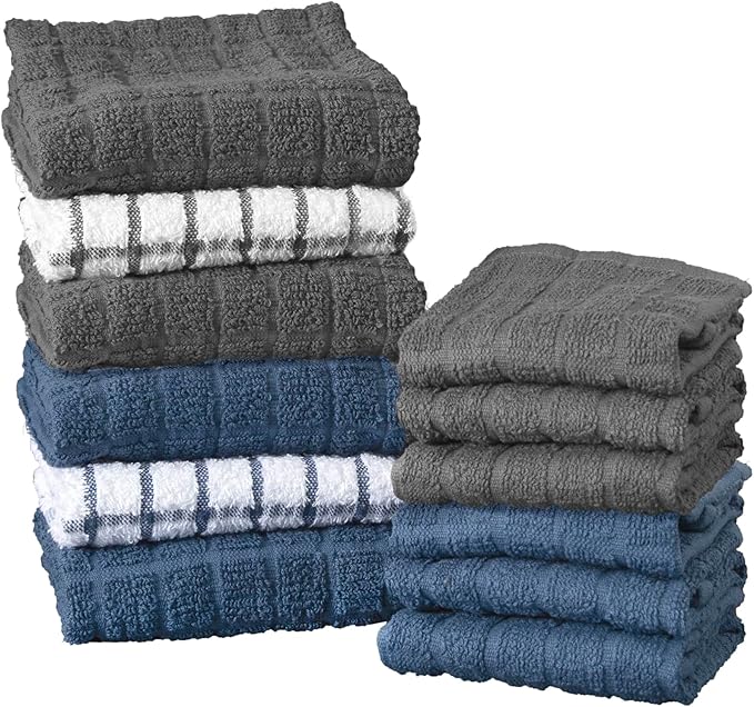 Ritz Premium Kitchen Towel and Dish Cloth Value Set: Highly Absorbent, Super