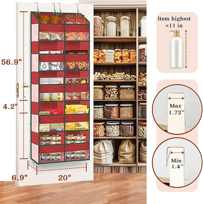 Christmas Over The Door Organizer 5 Tiers, Extra Large Behind Door Storage of