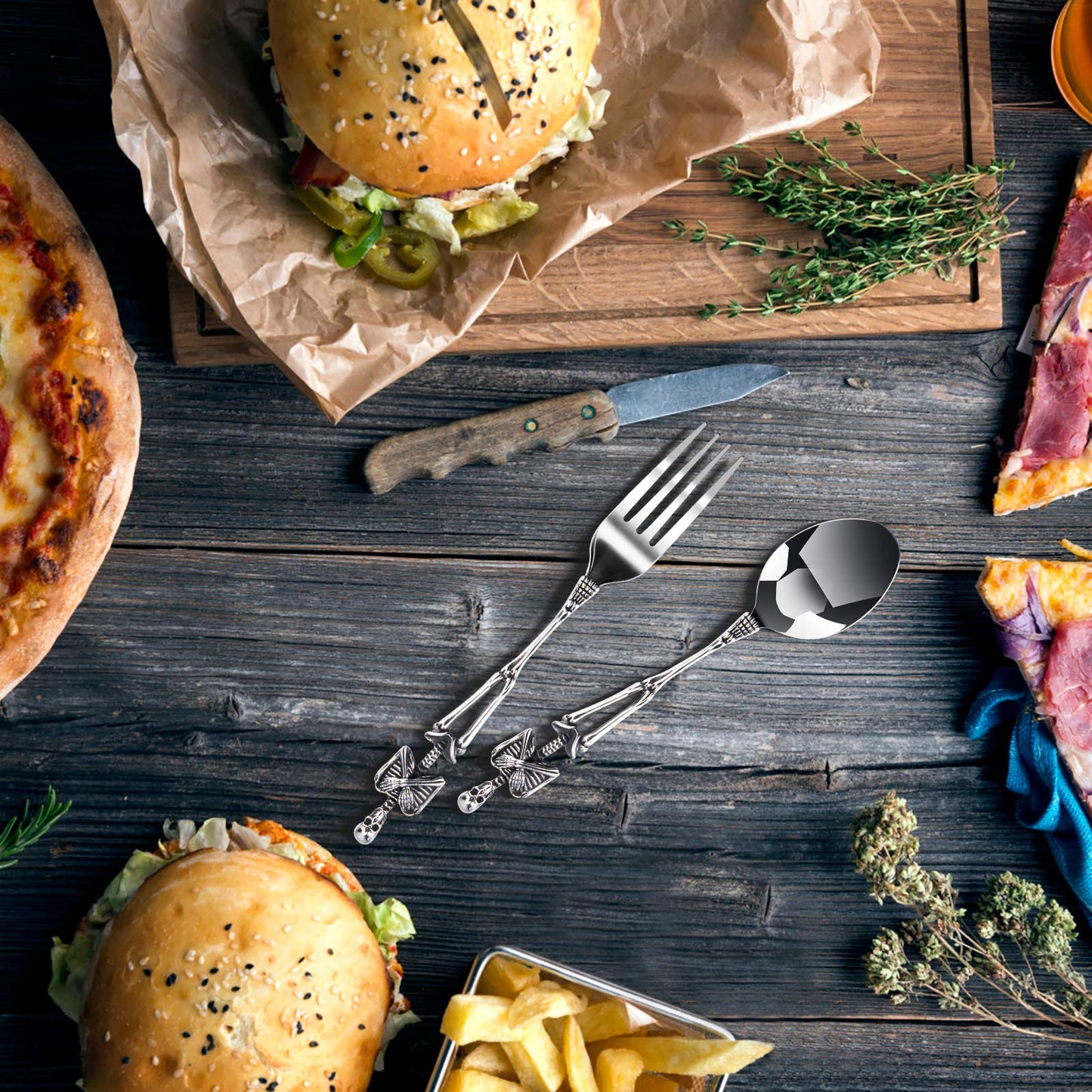 ONEKOO Dinner Spoon, Premium Stainless Steel Dinner Spoons, Handmade, Dishwasher Safe (Silver), Use for Home, Kitchen or Restaurant, or Halloween Decorations