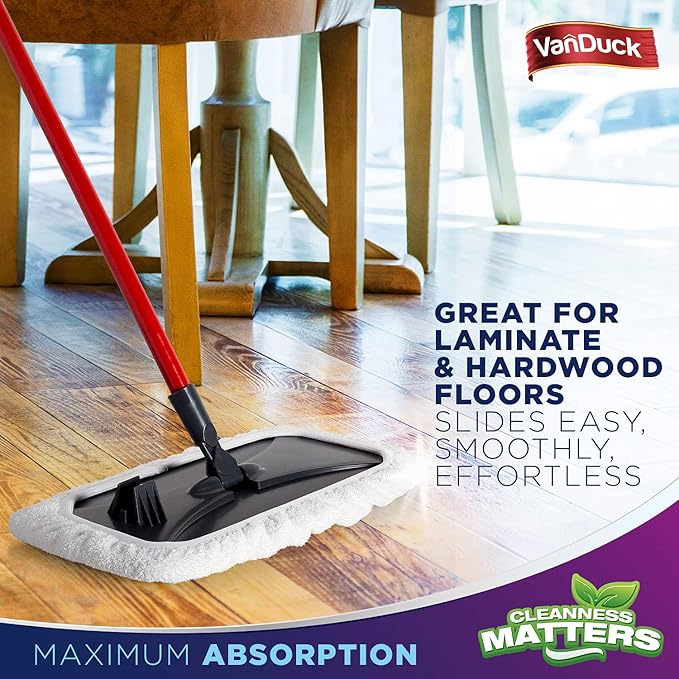 VanDuck 100% Cotton Terry Mop Pads 15x8 Inches 3-Pack, Terry Cloth Mop Covers