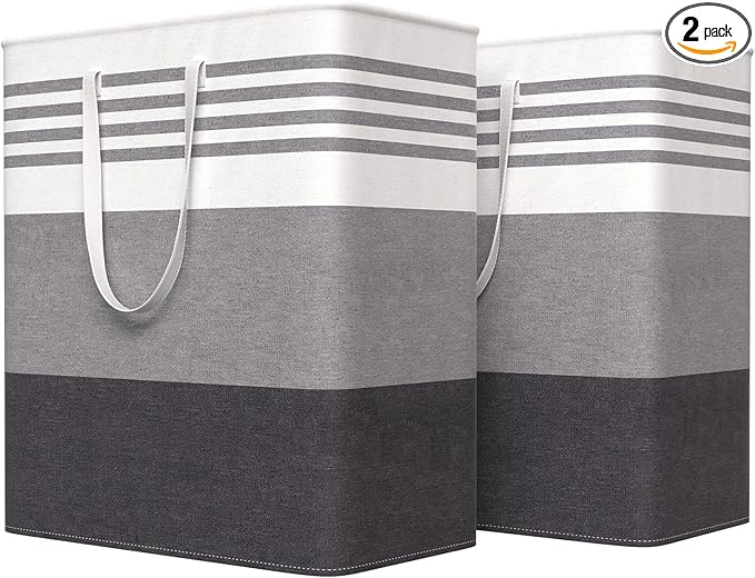 WOWBOX 2 Pack Laundry Hampers Baskets, Freestanding Dirty Clothes Hampers
