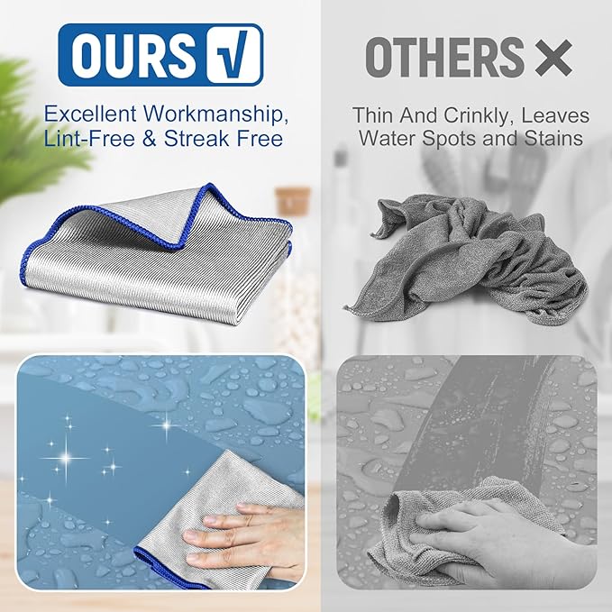 Microfiber Cleaning Cloth Polishing Glass Cleaner Absorbent Kitchen Towel Quick