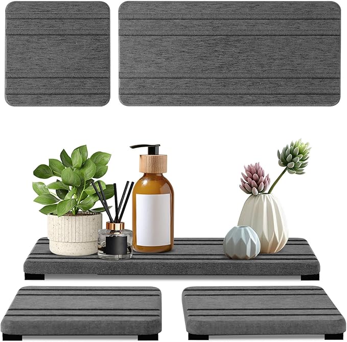3PCS Water Absorbing Stone Tray, DryingNeat Diatomite Stone Sink Tray, Instant