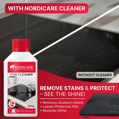 Nordicare Hob Cleaner Glass Ceramic - Induction Stove Top Cleaner Polish and Protector for Everyday Use - Made in Denmark (500ml)