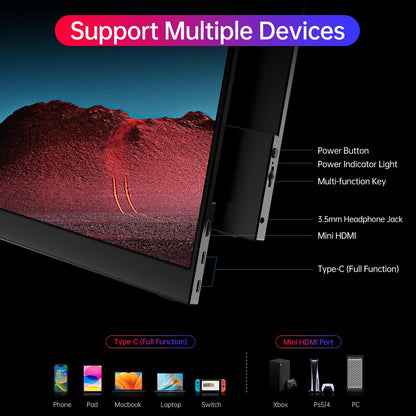 15.6inch Portable Monitor,1080P USB-C HDMI Second External Monitor for Laptop,PC,Mac Phone,PS,Xbox,Swich,IPS Ultra-Thin Zero Frame Gaming Display/Premium Smart Cover