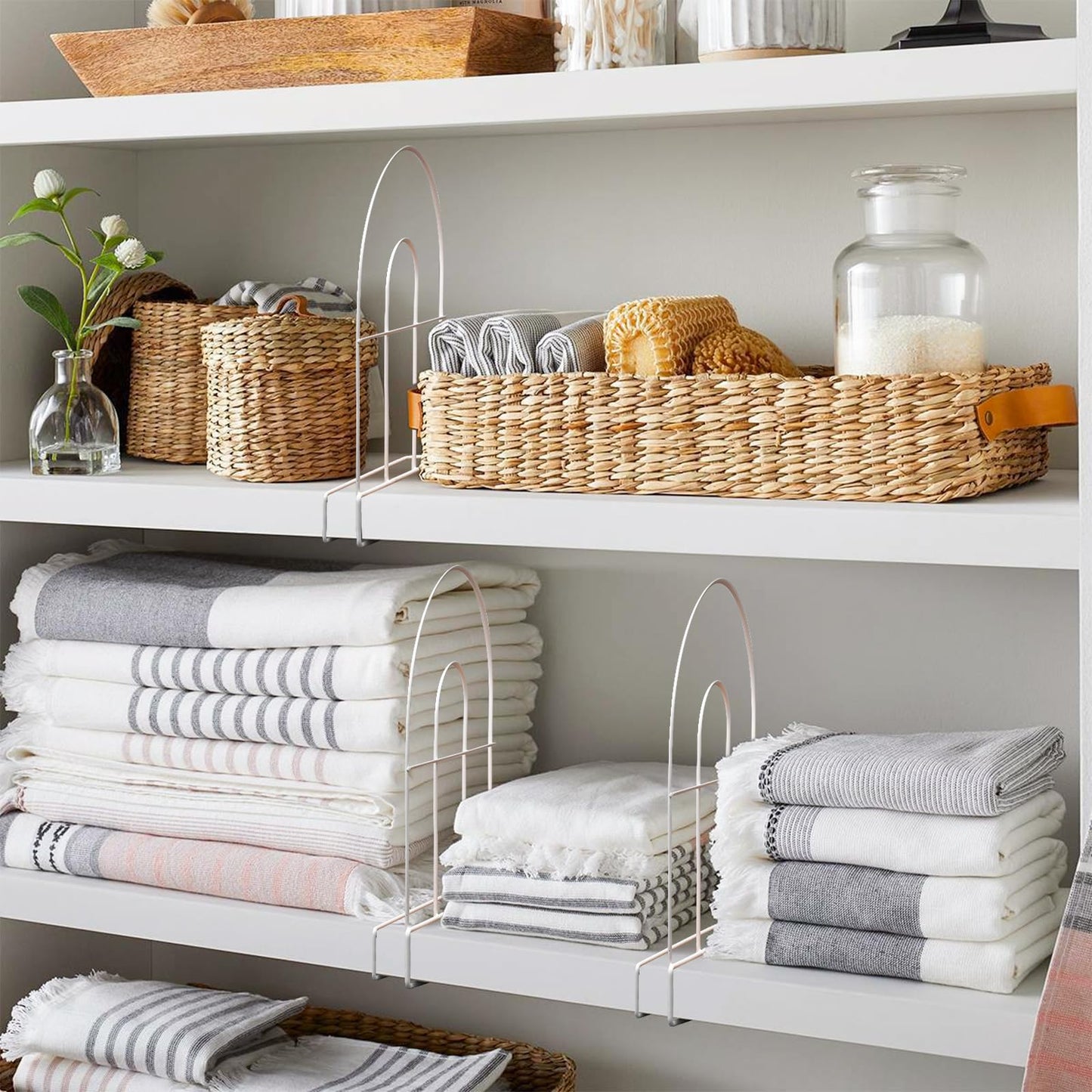 ziroland 12-Pack 12" Tall Shelf Dividers - Closet Shelf Organizer - Easy to Install - No Tool - White PE Coating Steel