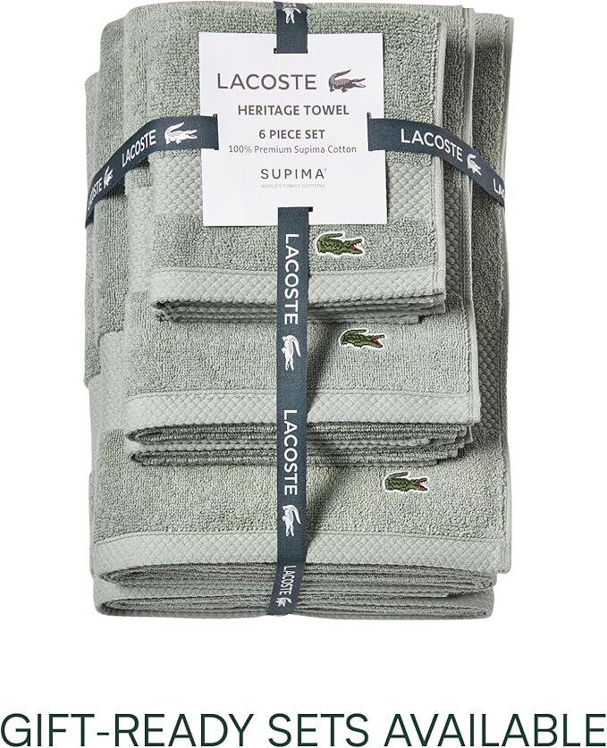 Lacoste Heritage 100% Supima Cotton Bath Sheet, Premium Super Soft Bath Towel
