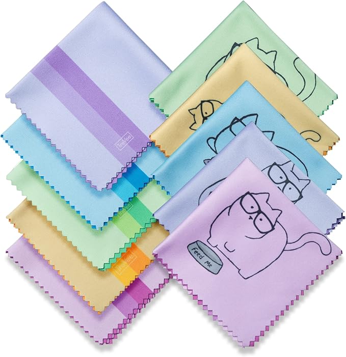 10 Pack Cute Kitty Cat Design Multicolor Microfiber Cleaning Cloths