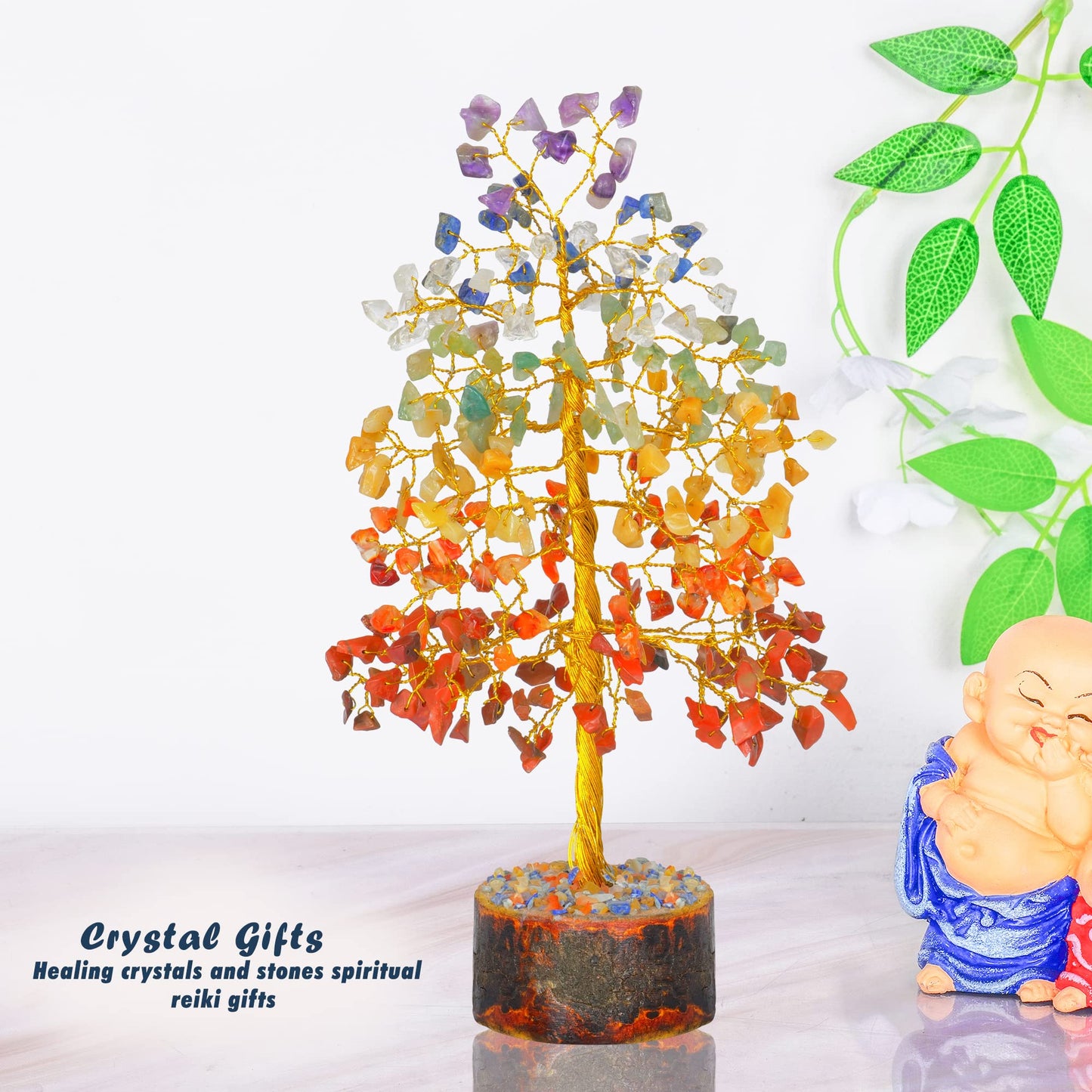 Seven Chakra Tree - Crystal Tree for Positive Energy - Tree of Life - Charkas Crystals - Gem Tree - Spiritual Decor - Feng Shui Crystals and Stones - Chakra Decor - Crystal Bonsai Tree - Gifts