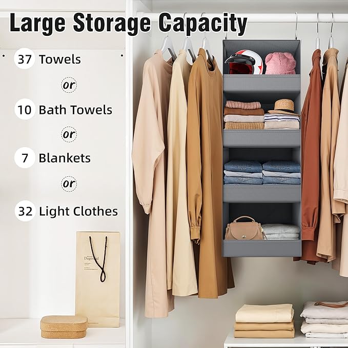 GRANNY SAYS 4-Shelf Hanging Organizer, Closet Hanging Shelves, Closet Hanging