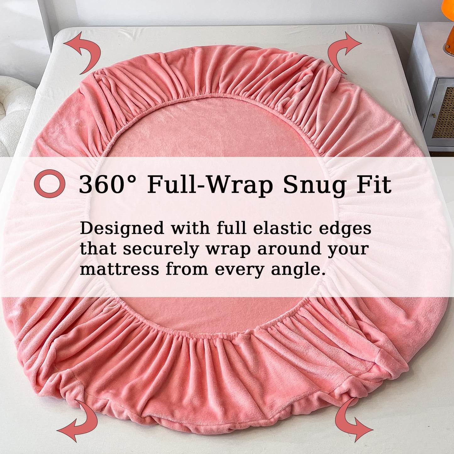 MorroMorn Luxury Plush Fleece Fitted Sheet Sets with 20" Deep Pocket for Thick Mattresses 360° Snug Fit Non-Slip, Ultra Soft 3-Piece Bedding Set Cozy Warm for Cold Sleepers (Pink, Twin)