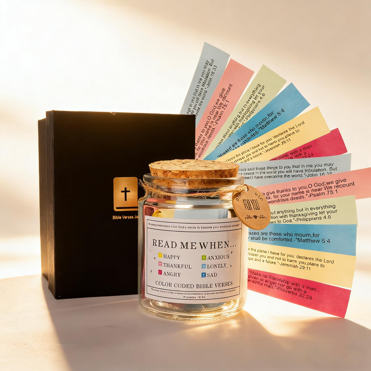 Faunamancy Read Me When Bible Verse Jar,Scripture Prayer Cards for Daily Encouragement,Christian Gifts for Women Men Mom Dad Friend,Easter Birthday Graduation Valentines Gifts,Gift for Mom