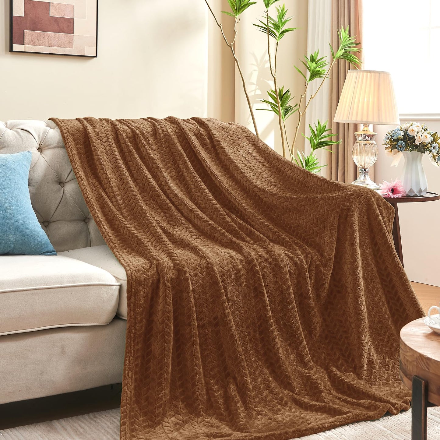 inhand Fleece Twin Blanket for Bed Chocolate Brown Throw Blanket for Couch Super Soft Cozy Warm Blankets and Throws Lightweight Fuzzy Large Blanket for Sofa Bed Office,60x90 inches