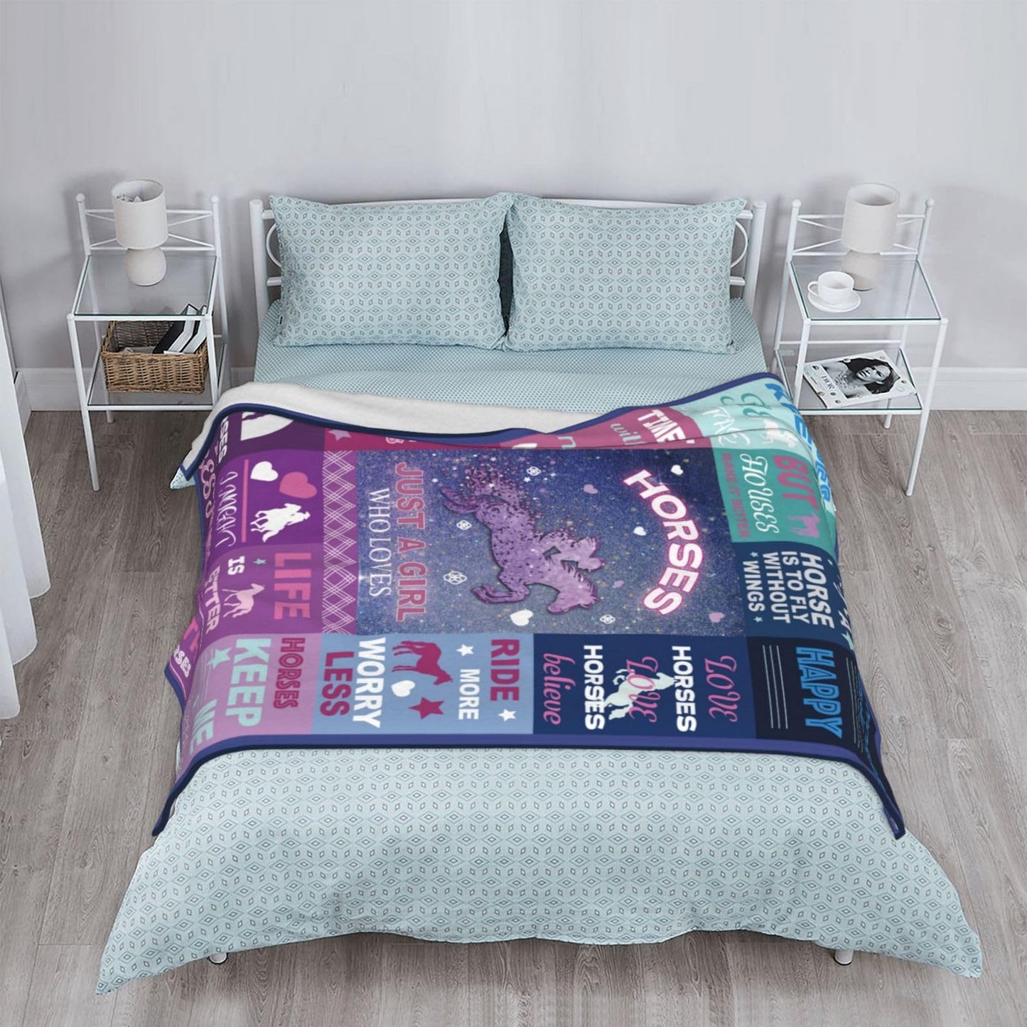 yhogxte Horse Gifts for Horse Lovers Girls Women, Just A Girl Who Loves Horses Christmas Blankets 50"x40"