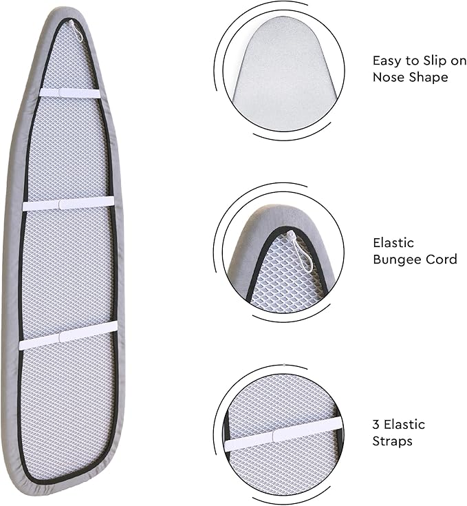 Encasa XO Ironing Board Cover and Pad 54"x15" - 4mm Felt & 2mm Foam Metallized