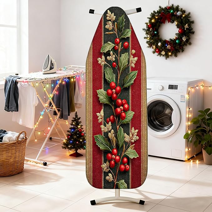Nuxovilar Ironing Board Covers Winter Holly Berries Pattern Polyester 15x54