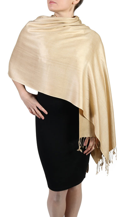 Pashmina Shawls and Wraps for Women - Ideal for Summer Weddings and Special Events - Gold