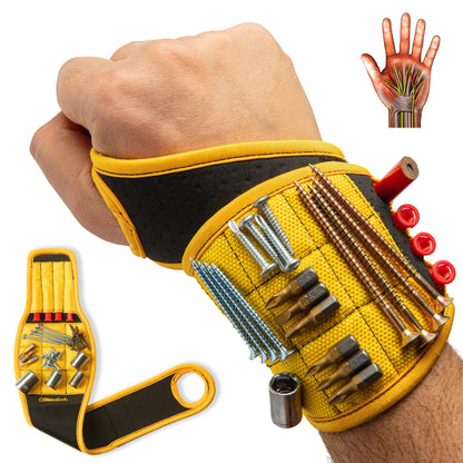 BINYATOOLS Magnetic Wristband with Super Strong Magnets Holds Screws, Nails, Drill Bit. Unique Wrist Support Design Cool Handy Gadget Gift for Fathers, Boyfriends, Handyman, Electrician, Contractor