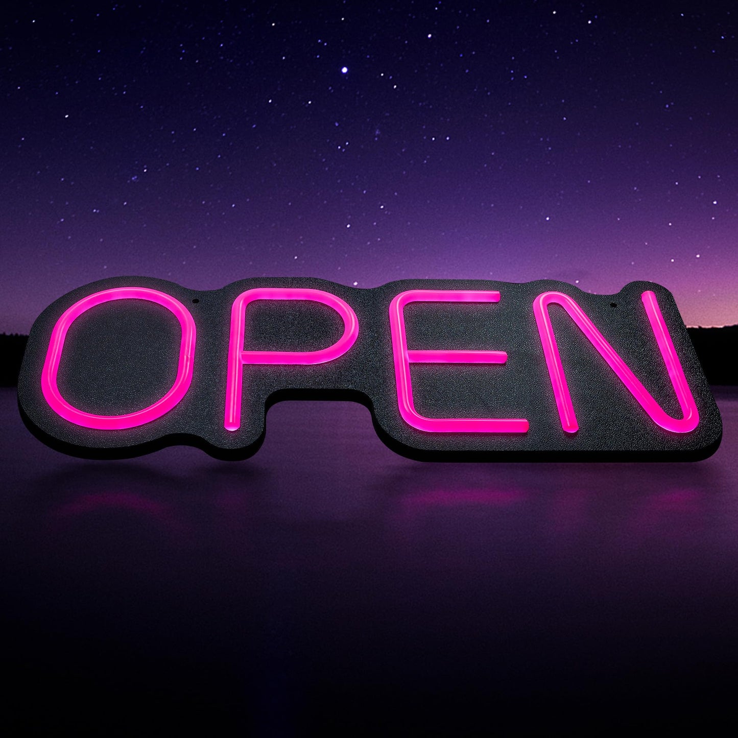 24 inch Neon Open Signs for Business, Open Sign with Textured Backboard LED Anti-Scratch Easy Dedust Neon Light for Business(Pink)