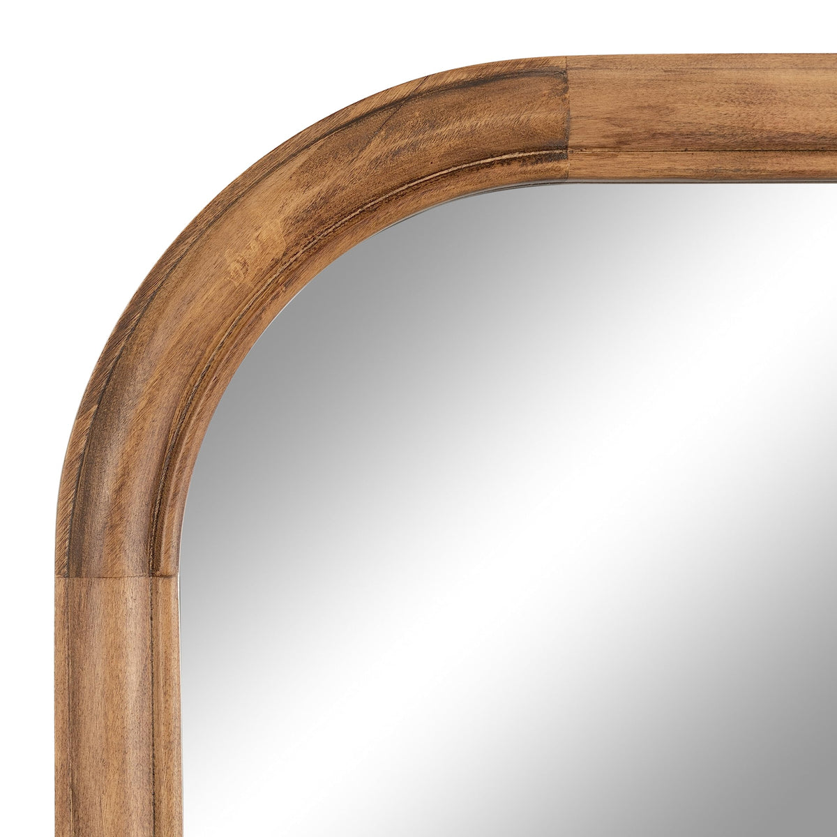 Kate and Laurel Glenby Transitional Wide Arch Wall Mirror, 34 x 28, Rustic Brown, Wooden Farmhouse Arched Bathroom Mirror with Rounded and Stepped Frame Profile