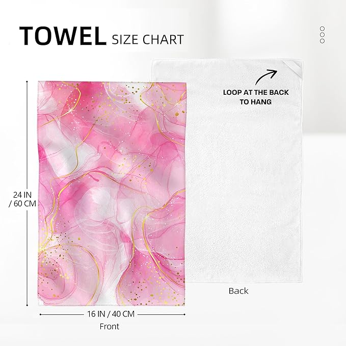 Pink Marble Kitchen Dish Towels and Dishcloths Sets of 2 Abstract Modern Dish