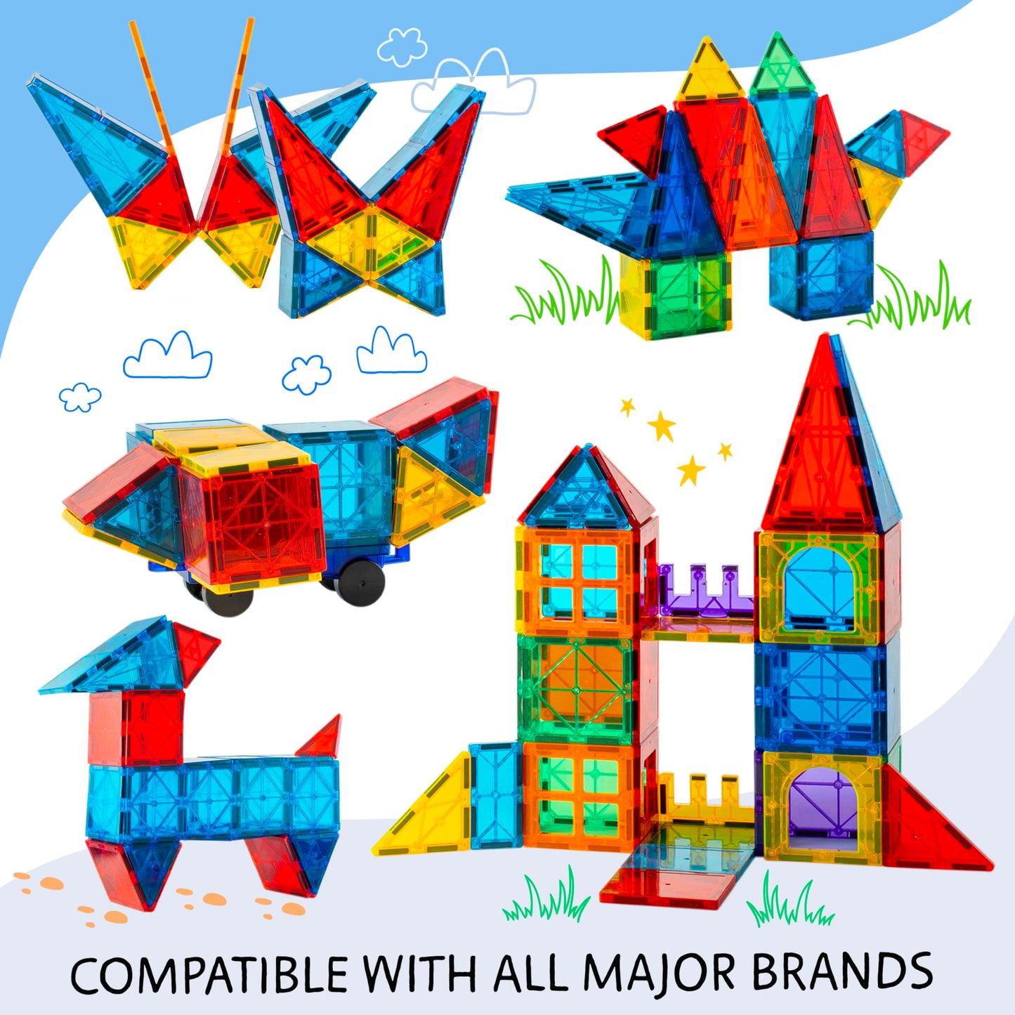 Magnetic Tiles 125 PCS (XL SET), Magnetic Tiles for Kids, Toy for 3 4 5 6 7 8 Year Old Boys & Girls, Large Building Set, Great Gift for Kids Aged 3-8, Gift Box, + Bonus Zippered Carrying CASE