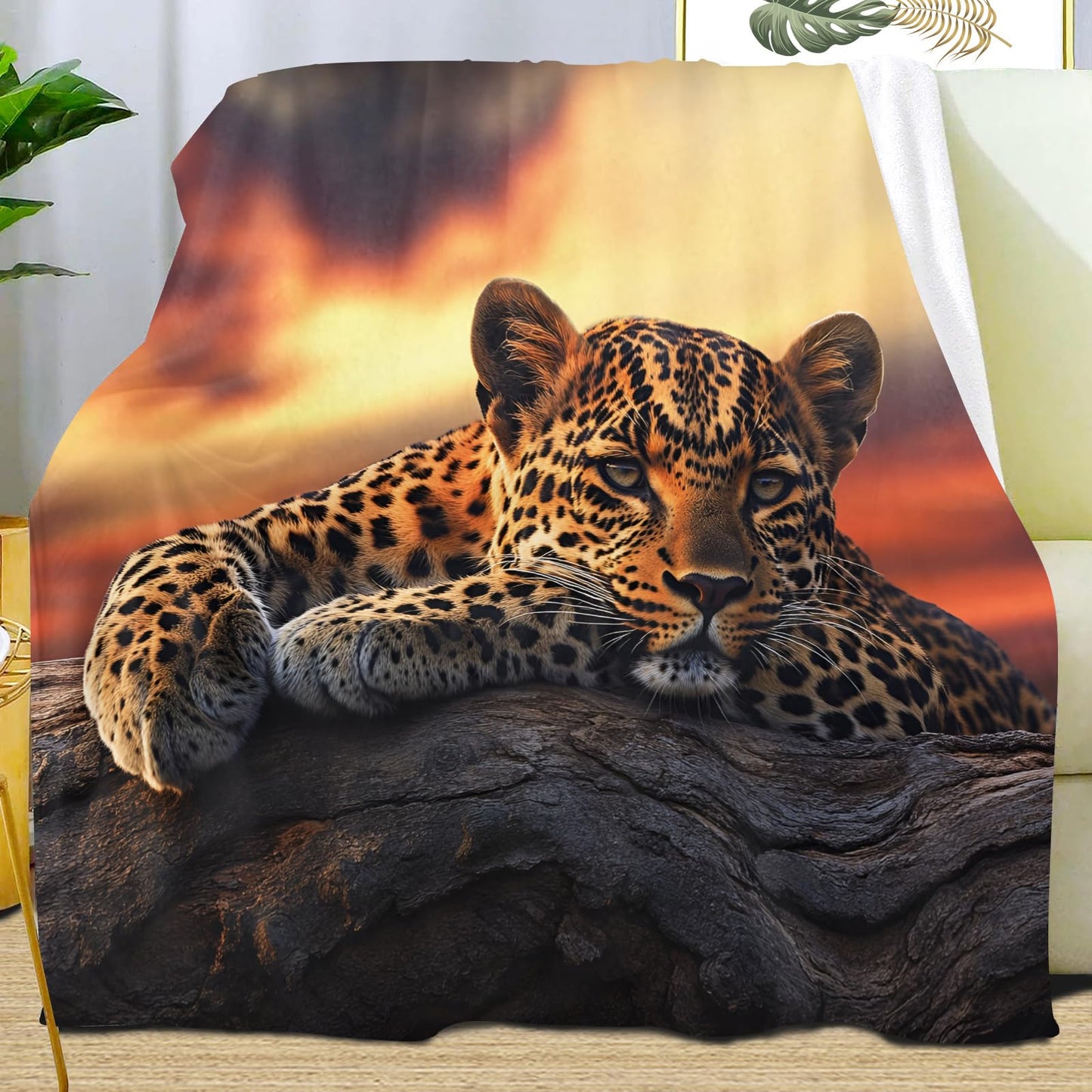 PAOABIU Cheetah Print Blankets, African Leopard Throw Blanket for Couch Bed Sofa, Animal Print Blankets and Throws - Super Soft Cozy Plush Flannel Blanket Gifts & Decor, 66x90