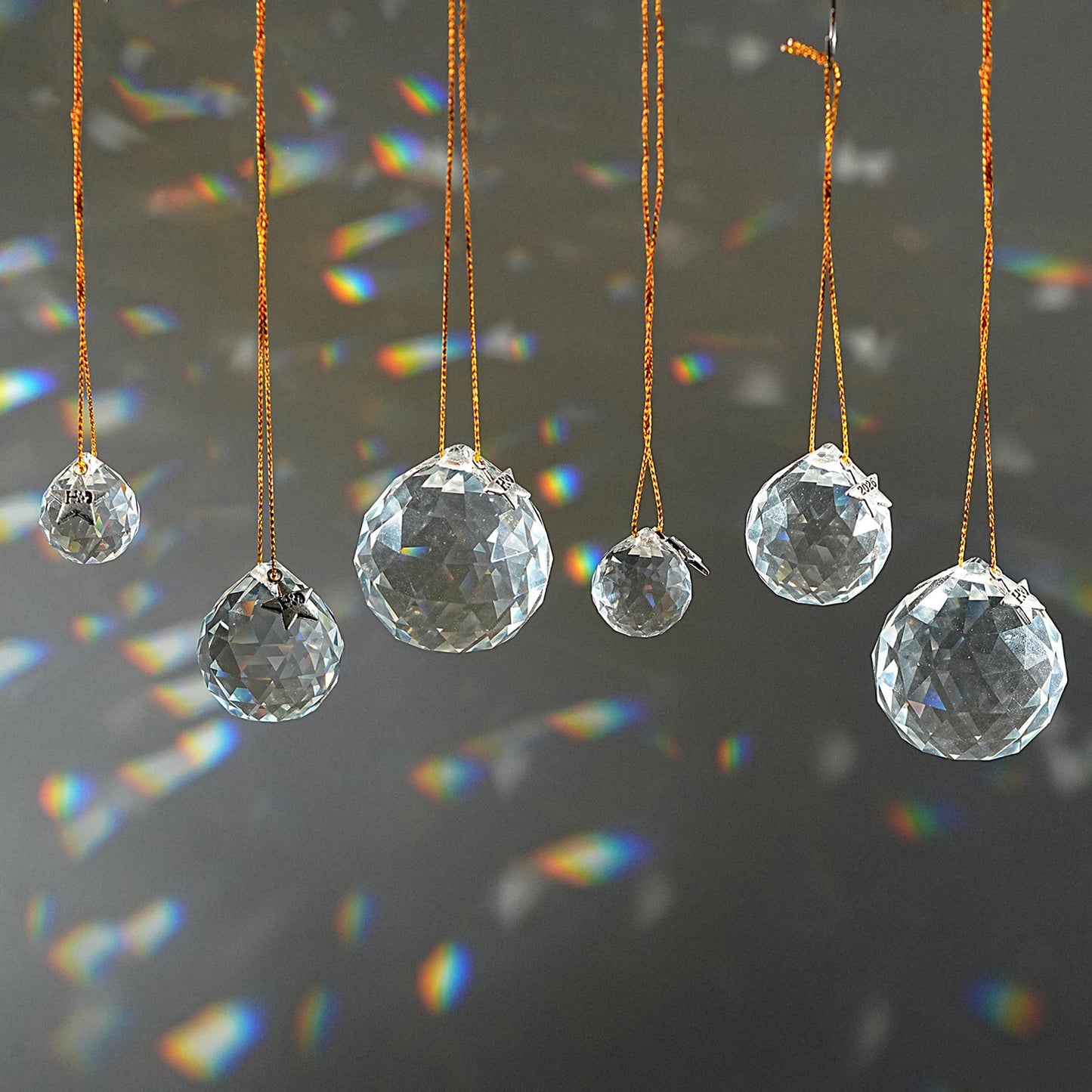 LOULIQIGIFT 13pcs Clear Crystal Ball Hanging Ornaments for Window Chandelier Parts 2026 Hanging Prisms for Birthday Wedding Mother's Day Decorations (20mm/30mm/40mm)