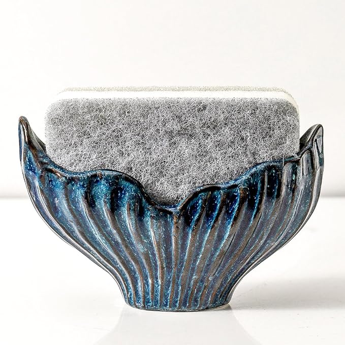 Sponge Holder for Kitchen Sink, Ceramic Sponge Holder