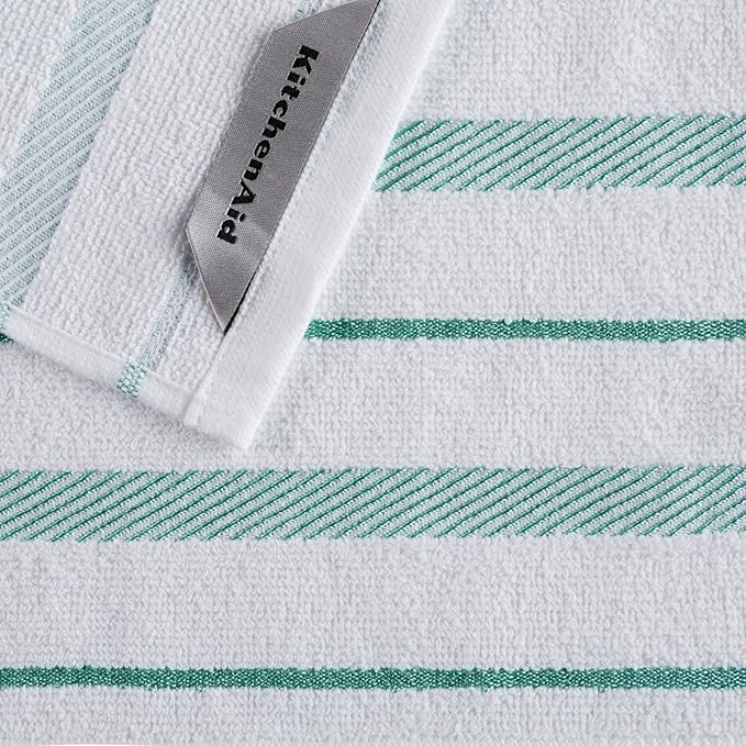 KitchenAid Albany Dishcloth 8 Pack Set, Aqua Sky/White