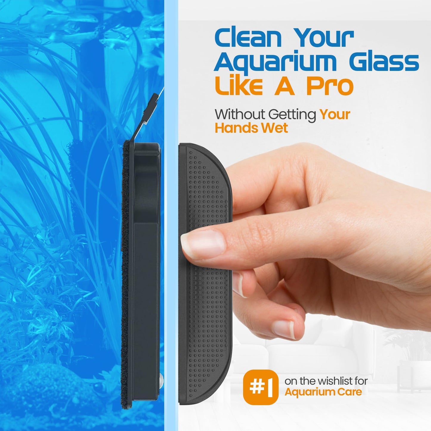 FL!PPER Flipper Cleaner Float - 2-in-1 Floating Magnetic Aquarium Glass Cleaner - Fish Tank Cleaner - Scrubber & Scraper Aquarium Cleaning Tools - Floating Fish Tank Cleaner, Standard